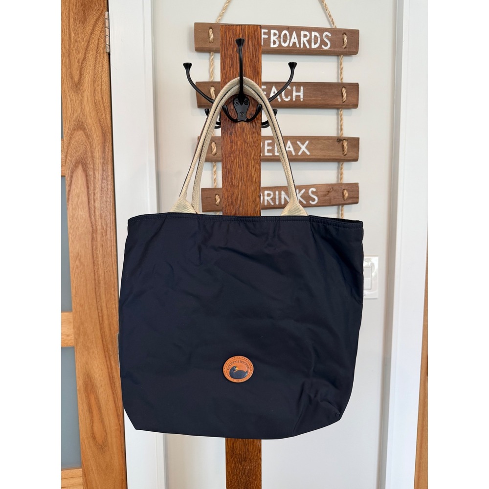 Dooney & Bourke Navy Blue Nylon Tote Bag with Leather Duck Logo Patch EUC - Picture 2 of 9